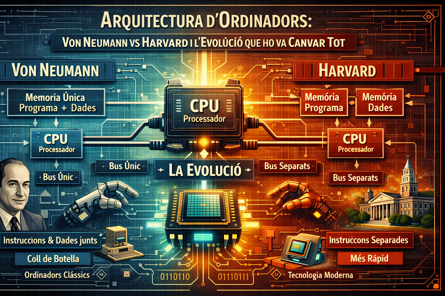 Arquitectura d’Ordinadors: Von Neumann vs Harvard i l’Evolució que ho va Canviar Tot
